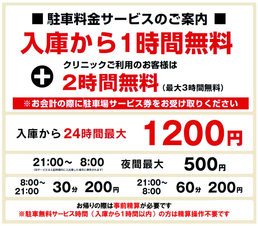 駐車場料金のご案内